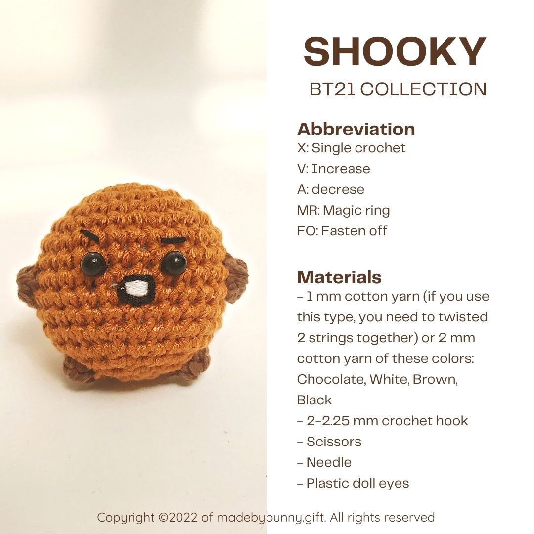 Crochet BT21 Collection Shooky Free Pattern